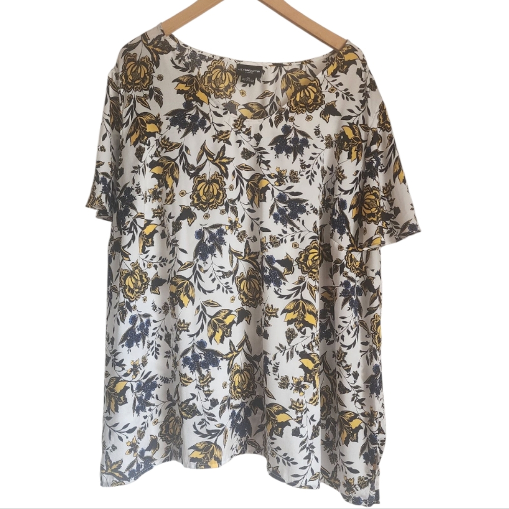 Liz Claiborne Yellow And‎ Black Boxy Blouse Sz 3x